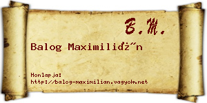 Balog Maximilián névjegykártya